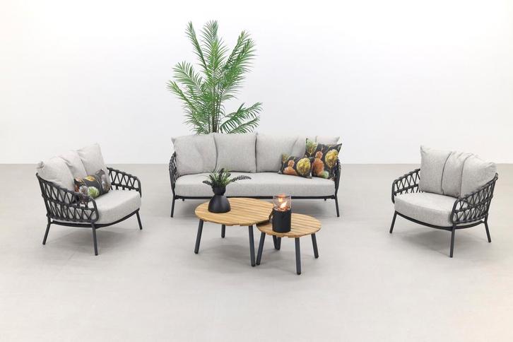 4SO Calpi stoel-bank loungeset Mindo koffietafels - 5-delig, Tuin en Terras, Tuinsets en Loungesets, Loungeset, Nieuw, Hout, Verzenden