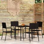 vidaXL 5-delige Tuinset zwart, Tuin en Terras, Tuinsets en Loungesets, 4 zitplaatsen, Nieuw, Tuinset, Verzenden