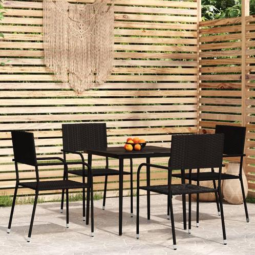 vidaXL 5-delige Tuinset zwart, Tuin en Terras, Tuinsets en Loungesets, Tuinset, Nieuw, 4 zitplaatsen, Rotan, Verzenden