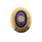 Gouden broche met amethist en zirconia (vintage accesoire), Sieraden, Tassen en Uiterlijk, Broches, Gebruikt, Overige kleuren