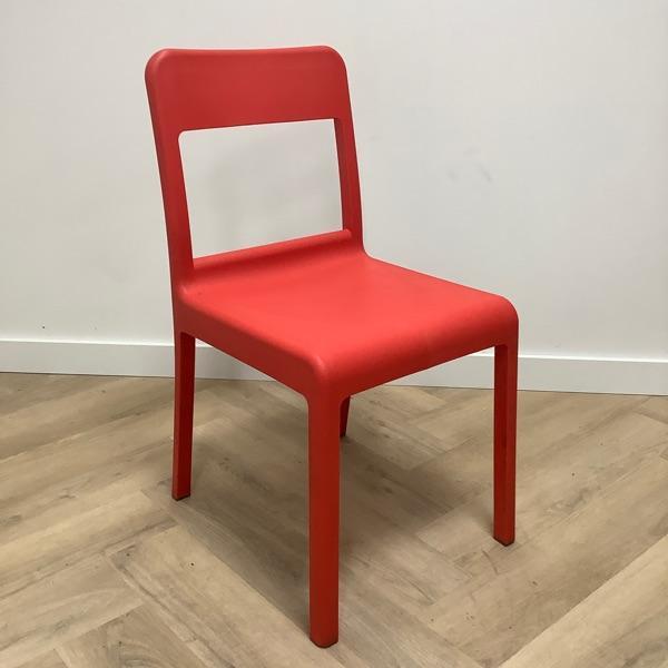 Segis Pacific kunststof kantinestoel, rood, Huis en Inrichting, Stoelen, Eén, Rood, Gebruikt, Stof, Ophalen of Verzenden
