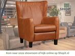 Leren fauteuil Hug - Vintage Cognac (cognac) - Poten hout, Huis en Inrichting, Fauteuils, Nieuw, Ophalen of Verzenden, 75 tot 100 cm
