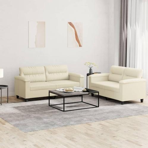vidaXL 2-delige Loungeset met kussens kunstleer crème, Huis en Inrichting, Banken | Bankstellen, Nieuw, Leer, Vierpersoons of meer