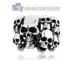 Div. Rvs heren ringen, armbanden, Bikers, Skull, doodskop,, Sieraden, Tassen en Uiterlijk, Ringen, Nieuw, Dame of Heer, Zilver