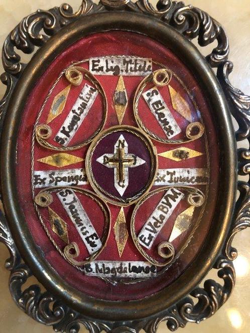 Reliekhouder - Glas, Legering, Papier, Zijde - 1910-1920, Antiek en Kunst, Kunst | Niet-Westerse kunst