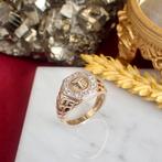 Bicolor gouden ring met mercedes logo (zirconia, witgoud), Goud, 20 of groter, Met edelsteen, Gebruikt