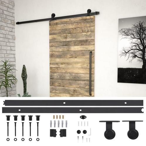 Schuifdeur Set 183cm Zwart - Retourdeal - 42% Korting!, Doe-het-zelf en Verbouw, Deuren en Horren, 80 tot 100 cm, Schuifdeur, Nieuw