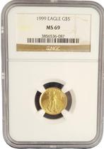 Gouden American Eagle 1/10 oz 1999 NGC MS69 gecertificeerd, Postzegels en Munten, Munten | Amerika, Verzenden, Midden-Amerika