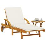vidaXL Ligbed met kussen en tafel massief acaciahout, Verzenden, Nieuw