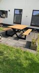 picknicktafel industrieel douglas x en v onderstel staal