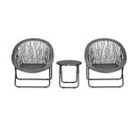 Opvouwbare Balkonset 3-delig–Kunstrotan Stoelen enamp; Tafel, Verzenden, Nieuw