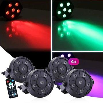 LED PAR discolamp - Feestverlichting - RGB - USB - Set van 4