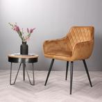 Eetkamerstoel met armleuning  Velvet Goud - Armstoel Goud, Huis en Inrichting, Stoelen, Ophalen of Verzenden, Nieuw
