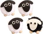 Pompon schaap hanger 5 cm doos 4 stuks wit en zwart, Hobby en Vrije tijd, Knutselen, Ophalen of Verzenden, Nieuw