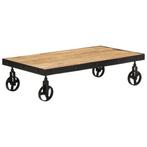 vidaXL Salontafel met wieltjes 100x55x26 cm massief, Huis en Inrichting, Tafels | Salontafels, Verzenden, Nieuw, Overige houtsoorten