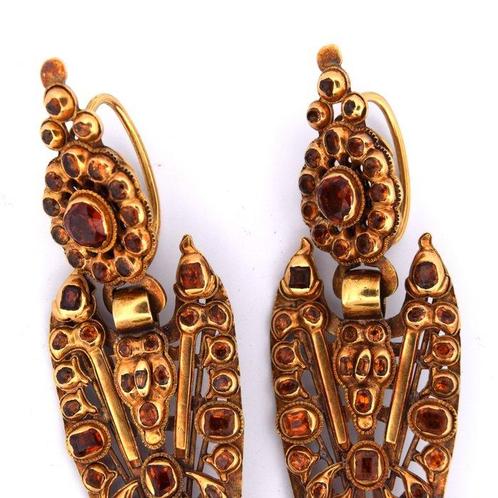 Oorbellen - 12 kt. Geel goud - 2.50ct. tw. Granaat -, Sieraden, Tassen en Uiterlijk, Oorbellen
