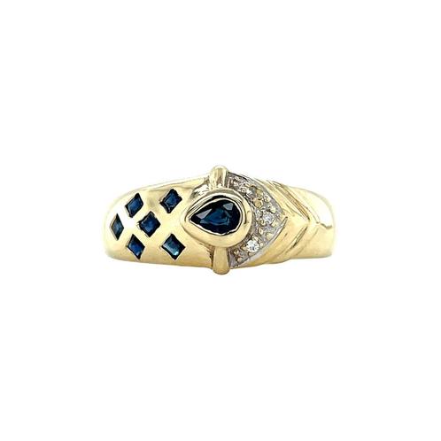 Gouden ring met saffier en diamant 14 krt, Sieraden, Tassen en Uiterlijk, Ringen, Nieuw, Ophalen of Verzenden