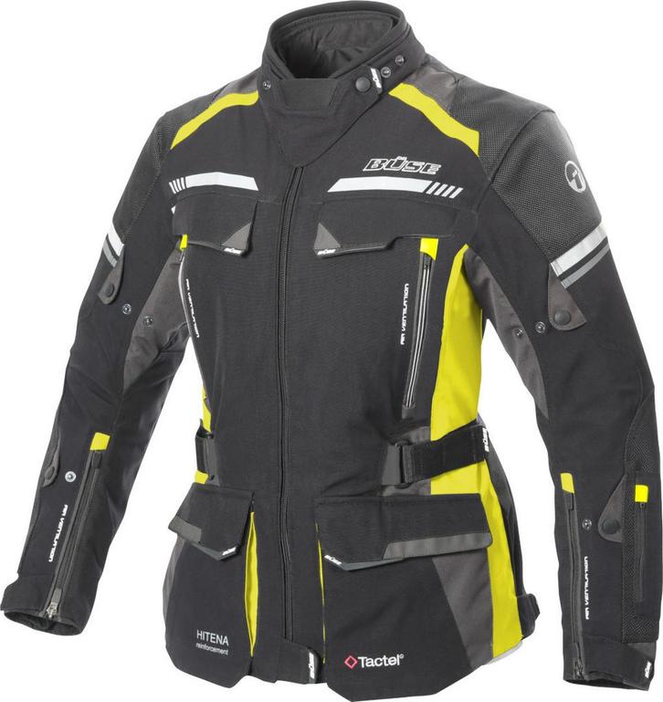 Büse Highland II Dames Zwart Grijs Geel Textiel Jas, Motoren, Kleding | Motorkleding, Dames, Nieuw met kaartje, Jas | textiel
