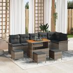 vidaXL 10-delige Tuinbankenset met kussens poly rattan, Verzenden, Nieuw, Rotan