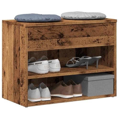 vidaXL Schoenenbank 60x30x45 cm bewerkt hout oud houtkleurig, Huis en Inrichting, Kasten | Schoenenrekken, Nieuw, Verzenden