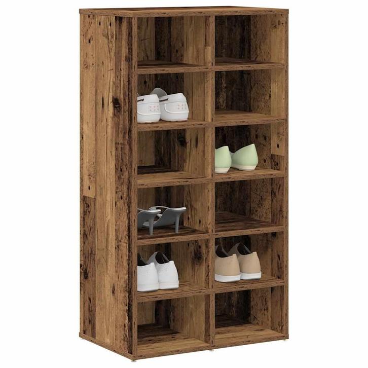 vidaXL Schoenenrek 54x34x100,5 cm bewerkt hout oud, Huis en Inrichting, Kasten | Schoenenrekken, Nieuw, Verzenden