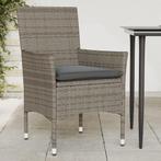 vidaXL Tuinstoelen 2 st met kussens poly rattan grijs, Verzenden, Nieuw, Rotan