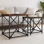 vidaXL 2-delige Tafeltjesset bewerkt hout bruin eikenkleur, Verzenden, Nieuw, Overige houtsoorten