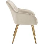 Eetkamerstoel Marilyn, fluweellook, gecapitonneerd - creme/g, Huis en Inrichting, Stoelen, Verzenden, Nieuw