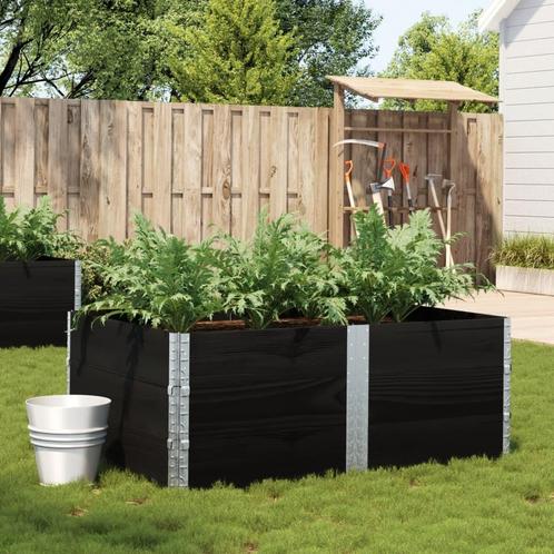 vidaXL Plantenbak 150x100 cm massief grenenhout zwart, Tuin en Terras, Bloembakken en Plantenbakken, Nieuw, Hout, Verzenden