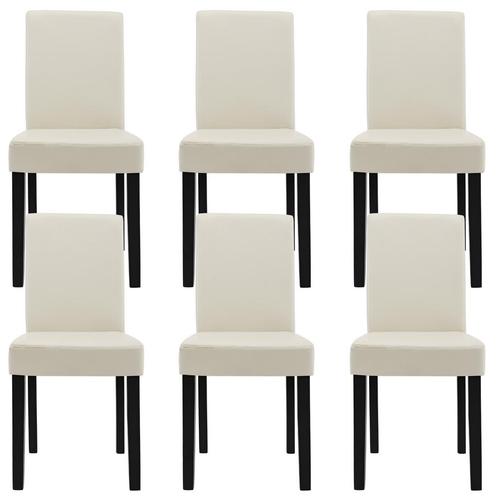 Eetkamerstoel set van 6 Hamburg kunstleer creme en zwart [en, Huis en Inrichting, Stoelen, Verzenden