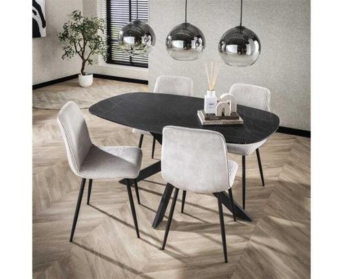 Eettafel Marquina Deens ovaal melamine 150x90 cm -, Huis en Inrichting, Tafels | Eettafels, Nieuw, Ophalen of Verzenden