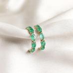 Hoepel oorbellen - 14 karaat Geel goud - 5.86ct. tw. Smaragd