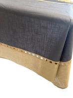 Elegante blauwe royal antikras tafelkleed met ruches in, Antiek en Kunst, Antiek | Kleden en Textiel