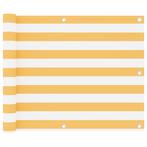 vidaXL Balkonscherm 75x600 cm oxford stof wit en geel, Tuin en Terras, Zonneschermen, Verzenden, Nieuw