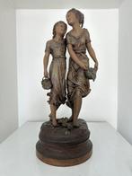 Charles Anfrie (1835-1903) - sculptuur, Twee meisjes - 47 cm, Antiek en Kunst