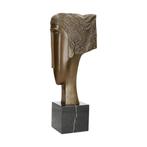 sculptuur, Modernist head - 44 cm - Brons, Marmer