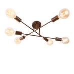 Industriële plafondlamp donkerbrons 6-lichts - Sydney, Nieuw, Overige materialen, Industrieel