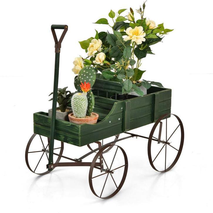 LIVSK Plantenwagen Bolderkar - Robuust Sparrenhout - 2 Compa, Tuin en Terras, Bielzen en Borders, Nieuw, Verzenden