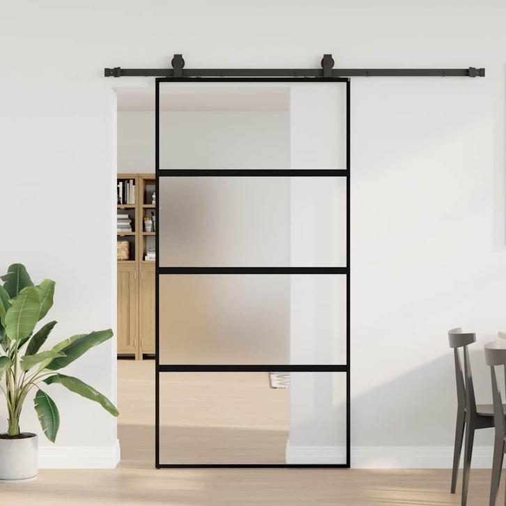 vidaXL Schuifdeur met beslagset 102,5x205 cm gehard glas, Doe-het-zelf en Verbouw, Deuren en Horren, Nieuw, Verzenden