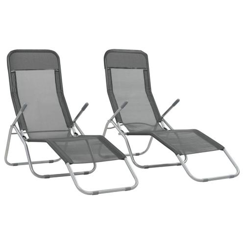 vidaXL Ligbedden inklapbaar 2 st textileen antraciet, Tuin en Terras, Ligbedden, Nieuw, Verzenden