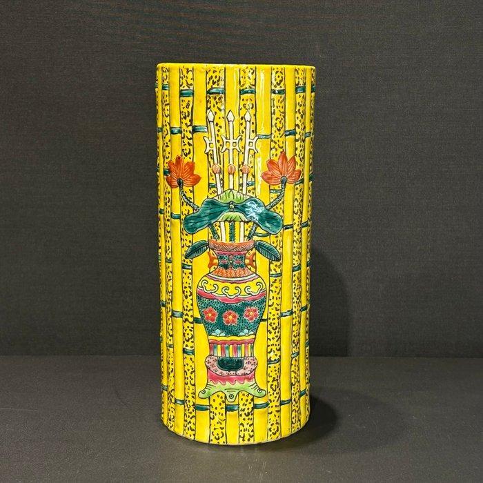 Vaas - Porselein - China - bamboemodel rolvaas (Zonder, Antiek en Kunst, Antiek | Overige Antiek