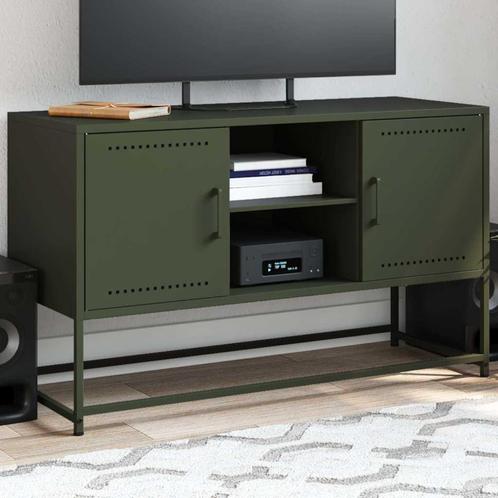 vidaXL Tv-meubel 100,5x39x60,5 cm staal olijfgroen, Huis en Inrichting, Kasten | Televisiemeubels, 75 cm of meer, Nieuw, Minder dan 50 cm