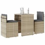 vidaXL 3-delige Bistroset met kussens poly rattan lichtgrijs, Verzenden, Nieuw, Rotan