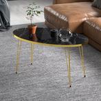 [en.casa] Salontafel Skævinge ovaal 43x90x50 cm marmer zwart, Huis en Inrichting, Tafels | Salontafels, Verzenden, Nieuw