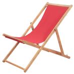 vidaXL Strandstoel inklapbaar stof en houten frame rood, Tuin en Terras, Tuinstoelen, Nieuw, Verzenden