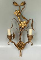 Wandlamp - Messing, Verguld - Italiaanse Toleware - Twee, Antiek en Kunst