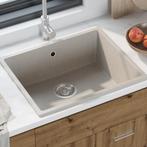 vidaXL Keuken Spoelbak met Overloopgat Beige Graniet, Doe-het-zelf en Verbouw, Sanitair, Verzenden, Nieuw