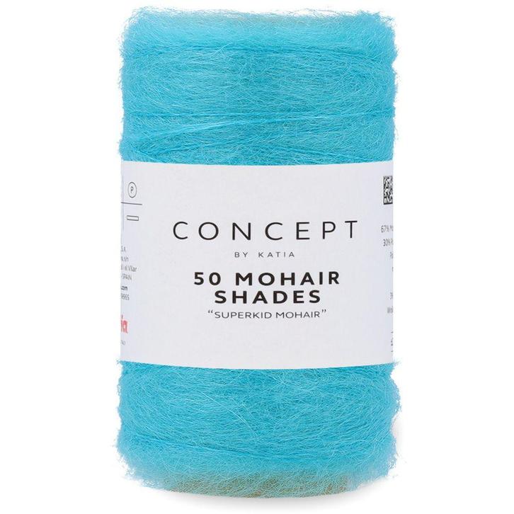 Katia Concept 50 Mohair Shades - 27 waterblauw - Mohair Ga, Hobby en Vrije tijd, Breien en Haken, Ophalen of Verzenden