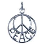 Zilveren Vredesteken peace ketting hanger, Nieuw, Verzenden