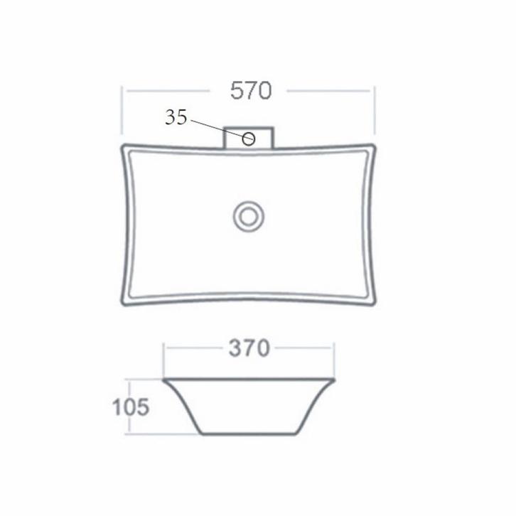 Opbouw Wastafel Raaf 56X37X10,5 Cm Keramiek Wit, Doe-het-zelf en Verbouw, Sanitair, Ophalen of Verzenden
